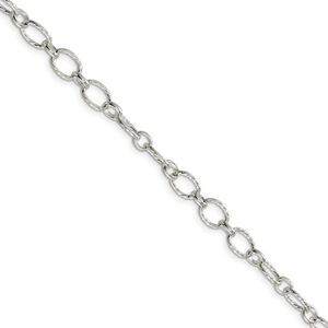 6mm, Sterling Silver Fancy Solid Rolo Chain Necklace, 30 Inch